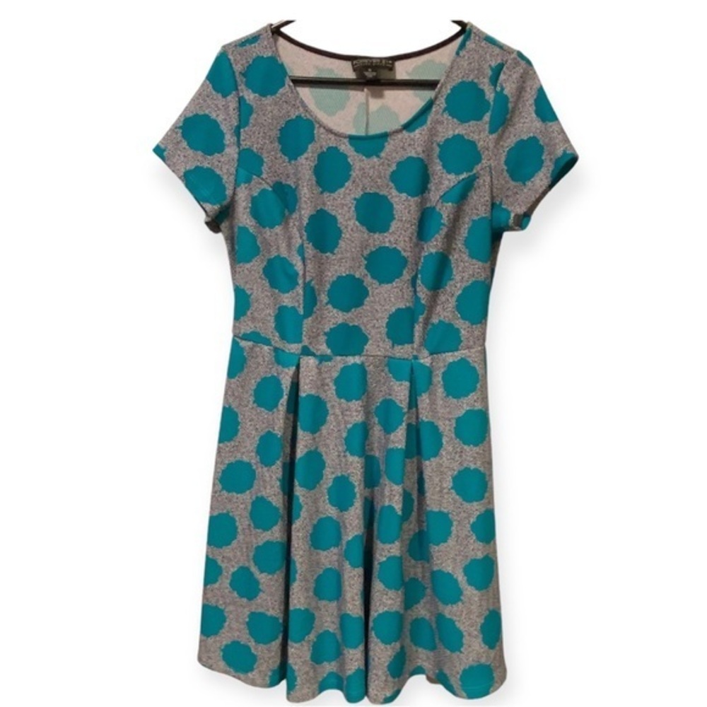 Forever 21 Teal Polka Dot Midi Dress XL